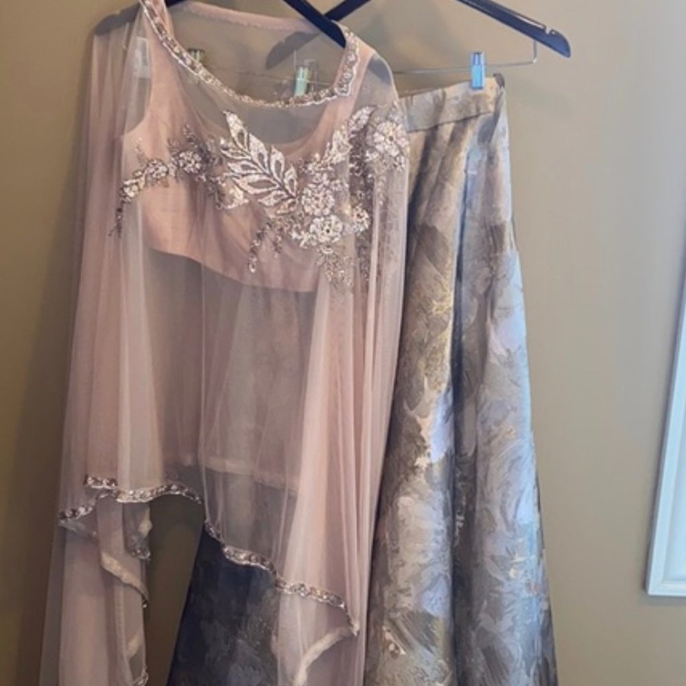 Mauve Skirt and Cape Top Set